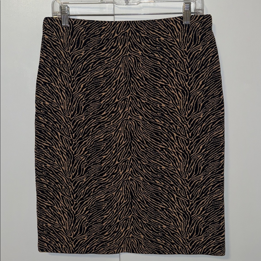 Grace Dane Lewis Knit Zebra Print Skirt Women’s M Medium Tan Black Animal Print